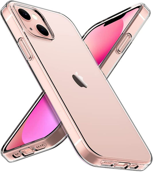 For Apple iPhone 13 Mini (5.4") Transparent Gummy Acrylic TPU Hybrid Cushion Rigid Shock Protection Rubber Bumper Hard Back Clear Phone Case Cover
