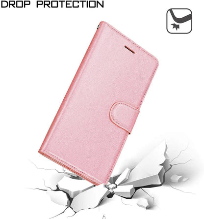 For Motorola Moto G Stylus 2022 4G Wallet PU Leather Pouch with Credit Card Slots ID Money Pocket, Stand & Strap Flip Rose Gold Phone Case Cover