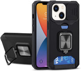 For Apple iPhone 13 Pro Max (6.7") Wallet Case Designed with Slide Camera Protection, Card Slot & Ring Kickstand Magnetic Car Mount  Phone Case Cover