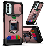 For Samsung Galaxy A13 4G 2022 Wallet Case with Ring Stand & Slide Camera Cover Credit Card Holder, Military Grade Hard  Phone Case Cover