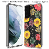 For Samsung Galaxy S22 /Plus Ultra Glitter Floral Print Pattern Clear Design Shockproof Hybrid Fashion Sparkle Rubber TPU Bumper  Phone Case Cover