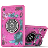 Case for Samsung Galaxy Tab A7 (10.4 inch) Slim Hybrid with Ring Magnetic Stand Holder Kickstand Frame Bumper Drop proof Tablet Pink Flowers Tablet Cover