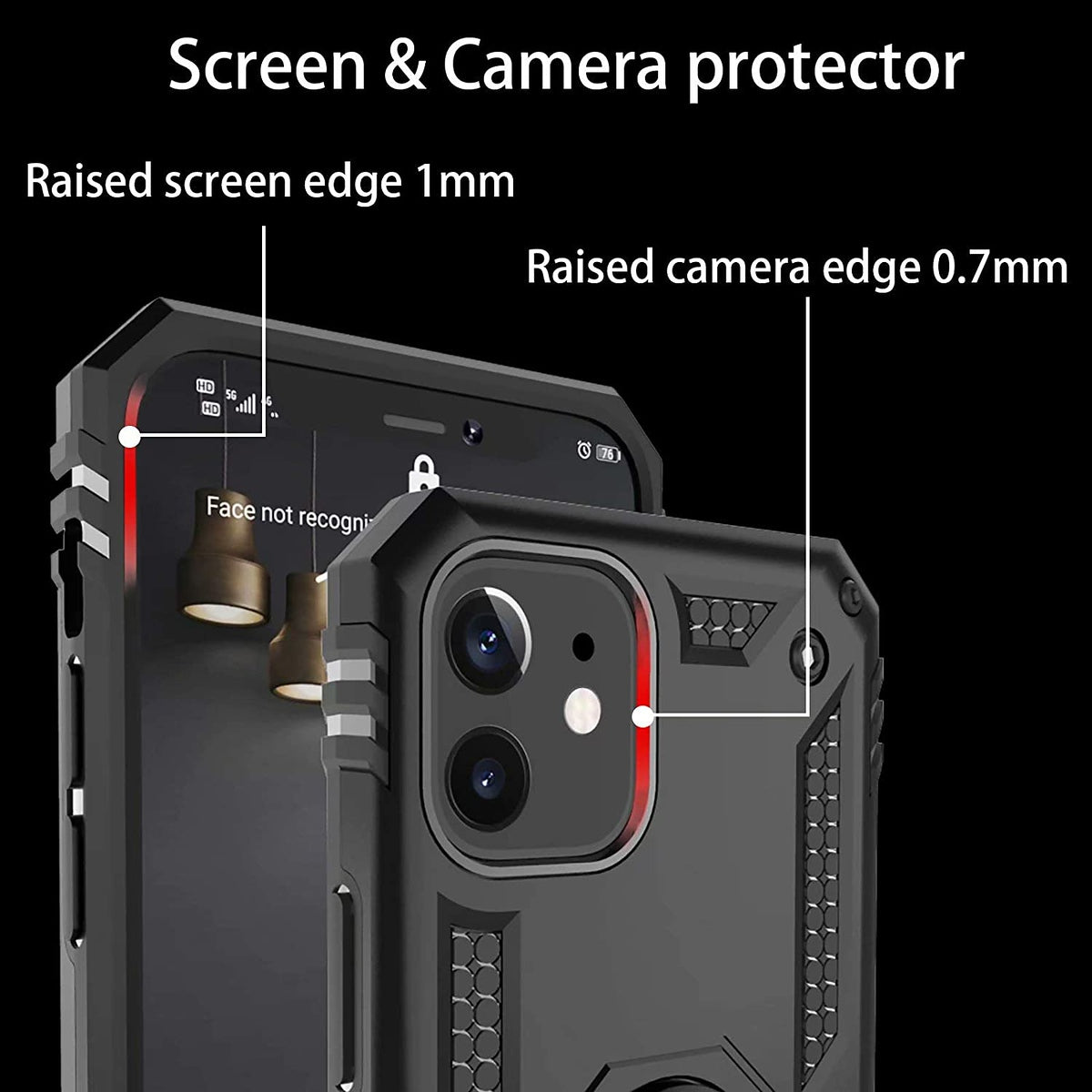 For Samsung Galaxy Note 20 Ultra Shockproof Hybrid Dual Layer PC + TPU with Ring Stand Metal Kickstand Heavy Duty Shell  Phone Case Cover