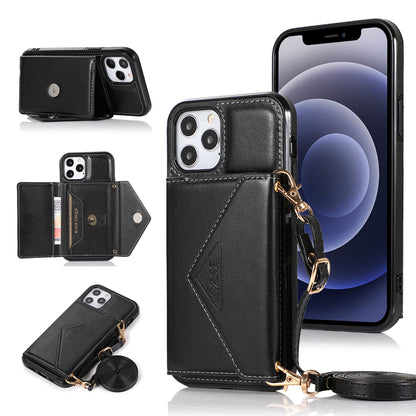 For Apple iPhone 14 /Plus Pro Max Wallet Case Credit Card ID Money Holder Lanyard Neck Strap Flip PU Leather  Phone Case Cover