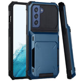 For Samsung Galaxy S22 Ultra Multiple Wallet Hidden Credit Card Holder (Upto 5 Cards) Shockproof Hybrid Armor Durable  Phone Case Cover