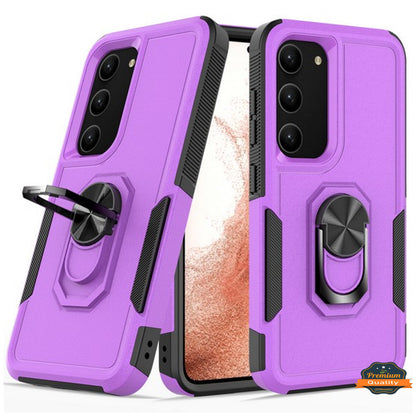 For Samsung Galaxy S23 /Plus /Ultra Heavy Duty Hybrid Rugged 2in1 TPU Shockproof Protective with Magnetic Ring Stand Holder  Phone Case Cover