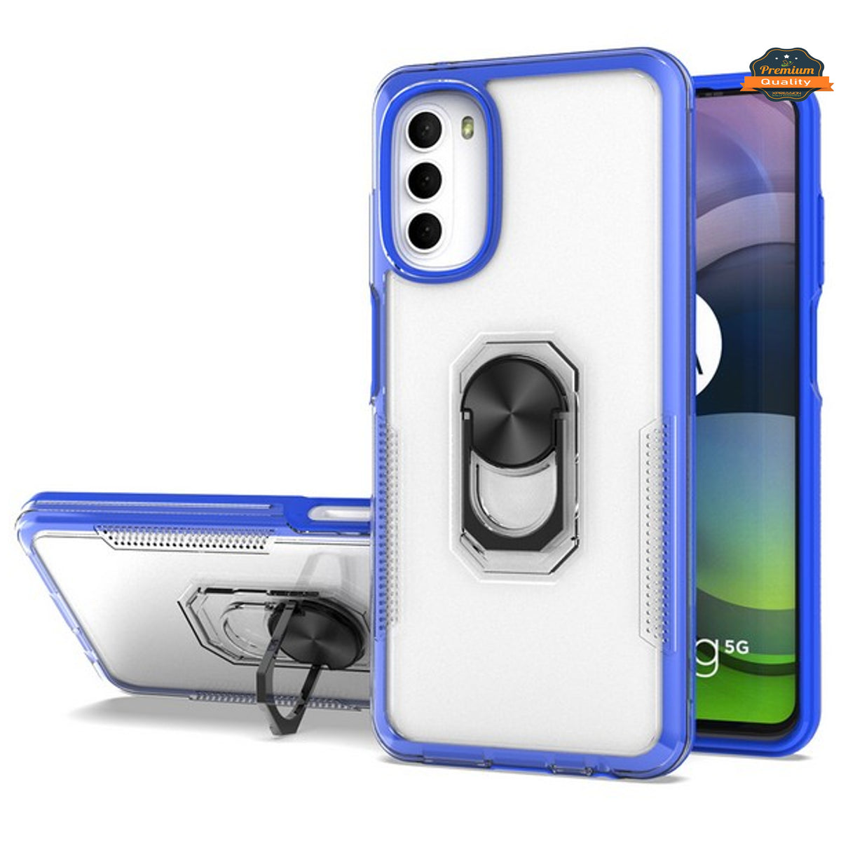 For Samsung Galaxy A23 5G Transparent Hybrid PC Magnetic Ring Stand (work with Car Mount) Detachable Frame Bumper  Phone Case Cover