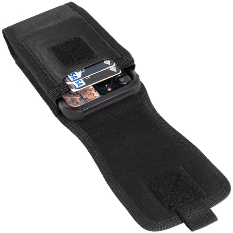 Universal Vertical Nylon Cell Phone Holster Case with Dual Credit