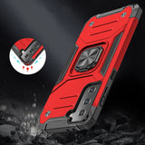 For Samsung Galaxy S20 Ultra Armor Hybrid with Ring Stand Holder Kickstand Shockproof Heavy-Duty Durable Rugged 2in1 Red Phone Case Cover