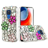 For Samsung Galaxy S21 Luxury Bling Clear Crystal 3D Full Diamonds Luxury Sparkle Rhinestone Hybrid Protective Pink/ Neon Green Phone Case Cover