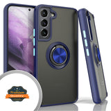 For Samsung Galaxy S22 /Plus Ultra Finger Ring Stand Holder Kickstand Hybrid Frosted Matte Soft TPU Hard PC Frame Shock-Absorption Ultra Thin  Phone Case Cover