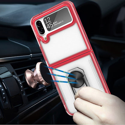 For Samsung Galaxy Z Fold 4 Clear Transparent Armor Defender Shockproof Hybrid with Ring Holder Kickstand  Phone Case Cover