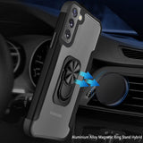 For Samsung Galaxy S22+ Plus Clear Military Grade Design Hybrid with Ring Holder Kickstand [Magnetic Car Mount Feature]  Phone Case Cover