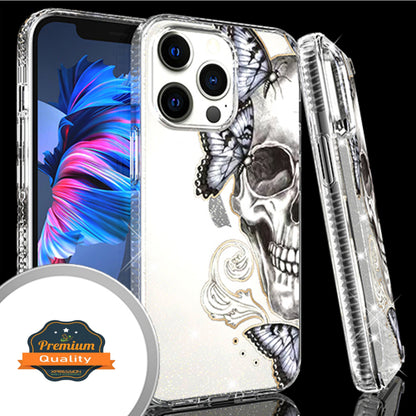 For Apple iPhone 14 (6.1") Clear Fashion IMD Pattern Design Hard Back PC Hybrid Bumper Armor TPU Soft Rubber Slim  Phone Case Cover