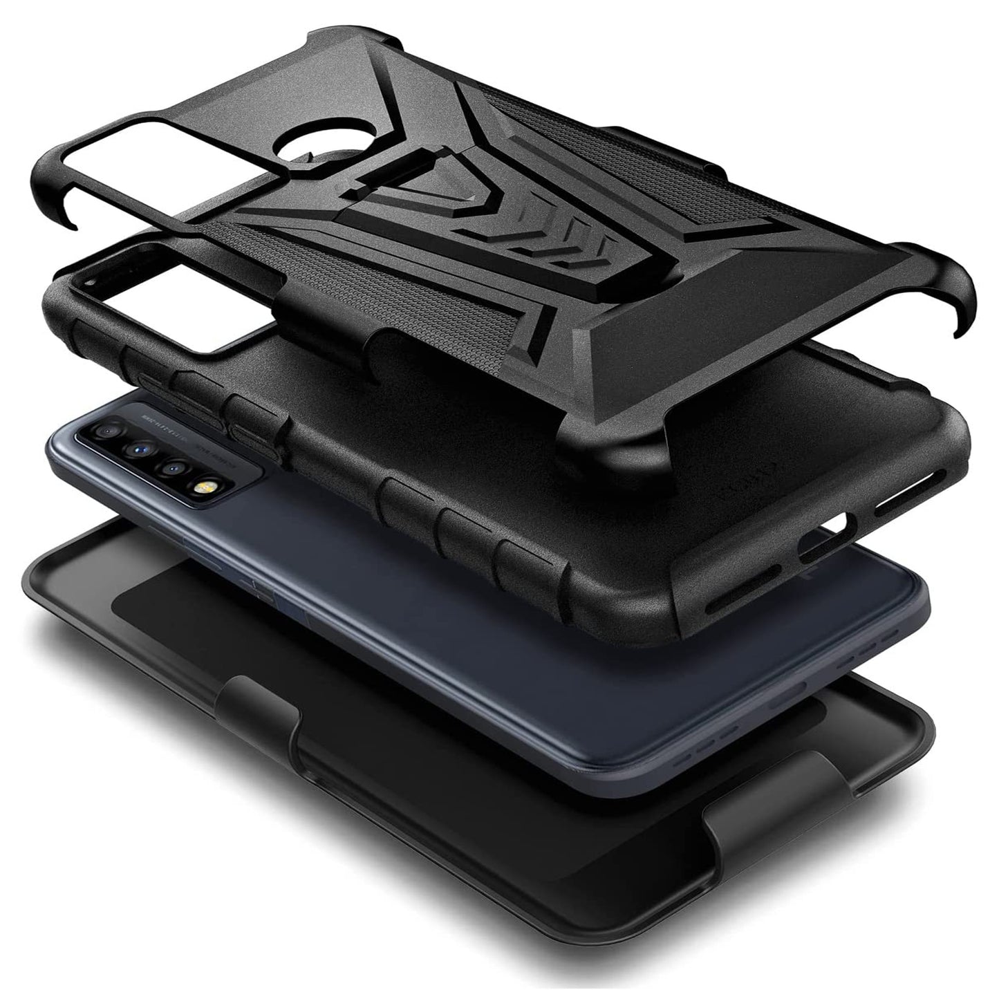 For Apple iPhone 14 Plus /Pro Max Hybrid Belt Clip Holster with Built-in Kickstand, Heavy Duty Shock Absorption Armor Rugged  Phone Case Cover