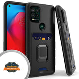 For Boost Mobile Celero 5G Wallet Credit Card Slot Holder with Metal Ring Kickstand Heavy Duty Shockproof Hybrid Dual Layer Magnetic Stand  Phone Case Cover