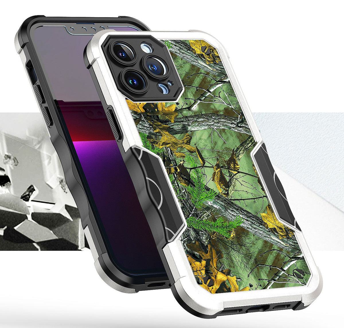 For Apple iPhone 14 Pro Max (6.7") Fashion Design Shockproof Hybrid Stylish Pattern Heavy Duty Rubber Armor  Phone Case Cover