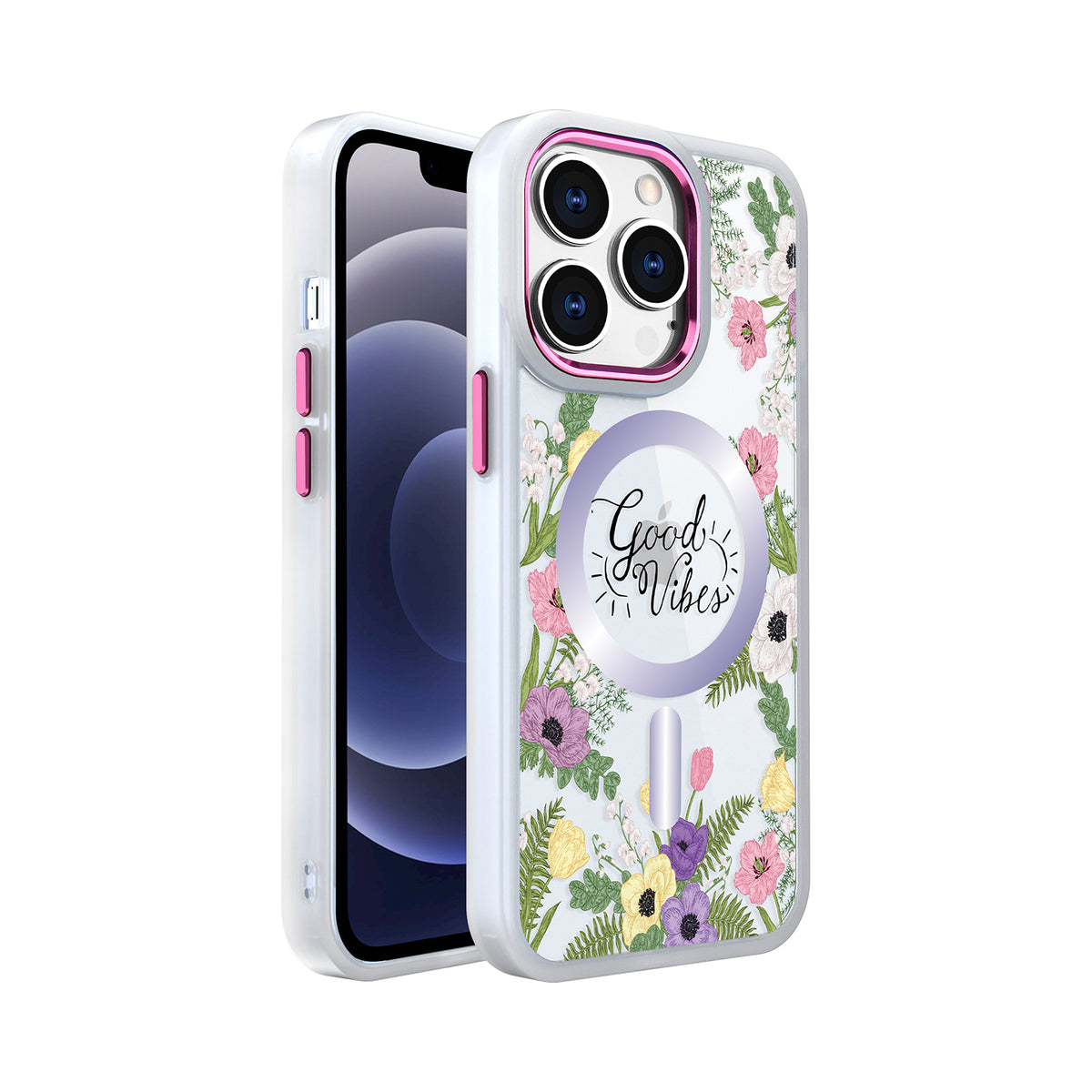 For Apple iPhone 14 /Plus Pro Max Hybrid Flower Quotation Design Fashion Hard PC with MagSafe Compatible  Phone Case Cover