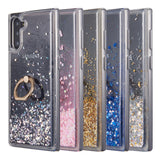 For Samsung Galaxy S22 /Plus Ultra Hybrid Glitter Luxury Bling Sparkling Liquid Quicksand Glittering Sparkle TPU Rubber PC with Ring Stand Holder Kickstand  Phone Case Cover
