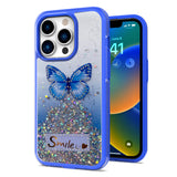 For Apple iPhone SE 3 (2022) SE/8/7 Butterfly Smile Glitter Bling Sparkle Epoxy Glittering Shining Hybrid Hard PC TPU  Phone Case Cover