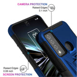For Samsung Galaxy A03S Hybrid Belt Clip Holster with Built-in Kickstand, Heavy Duty Protective Shock Absorption Armor Defender Black Phone Case Cover