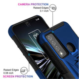 For T-Mobile Revvl 6 Pro 5G Hybrid Belt Clip Holster with Built-in Kickstand, Heavy Duty Protective Shock Absorption Armor Black Phone Case Cover