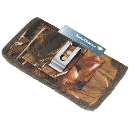 For Samsung Galaxy A52 5G Universal Horizontal Cell Phone Case Camo Print Holster Carrying Pouch with Belt Clip & 2 Card Slots fit Large Devices 6.3" [Camouflage]