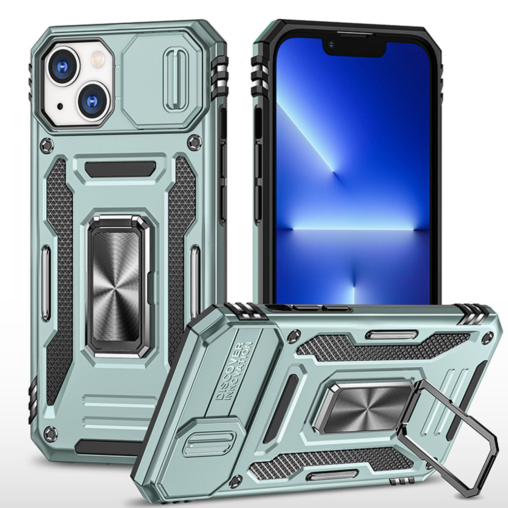 For Apple iPhone 14 /Plus Pro Max Hybrid Slide Camera Protection & 360° Rotateable Ring Stand, Heavy Duty  Phone Case Cover