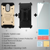 For LG Stylo 4 / Stylo 4 Plus Hybrid Armor with Belt Clip Holster Kickstand Hard PC Cases Shockproof + Screen Protector Gold Phone Case Cover