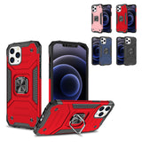 For Samsung Galaxy S10+ Plus Armor Hybrid with Ring Stand Holder Kickstand Shockproof Heavy-Duty Durable Rugged 2in1 Red Phone Case Cover