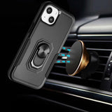 For Samsung Galaxy S21 Plus Hybrid Tough Strong Dual Layer Hard PC TPU with Flat Magnetic Ring Stand Heavy-Duty Armor Black Phone Case Cover