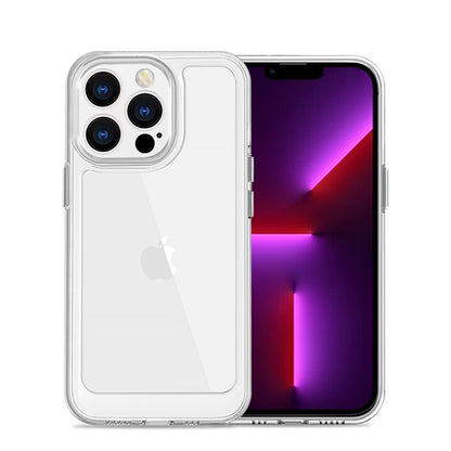 For Apple iPhone 14 (6.1") Thin Transparent Hybrid Silicone Rubber TPU and Hard PC Shockproof Tone Frame Bumper  Phone Case Cover