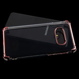 For Samsung Galaxy S10E Slim Hybrid Transparent Rubber Gummy Hard PC Silicone Electroplating Protective Clear / Rose Gold Phone Case Cover
