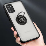 For Boost Mobile Celero 5G Hybrid Frosted Protector Magnetic Ring Holder Stand Kickstand Heavy Duty Rugged 2 in 1 PC + TPU Black Phone Case Cover