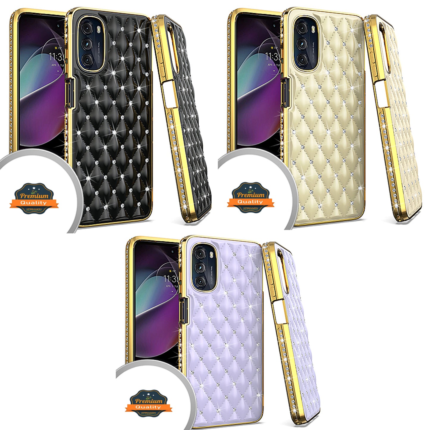 For Apple iPhone 14 Plus /Pro Max Diamonds Fashion Bling Rhinestone Glitter Luxury Plating Hybrid TPU Sturdy Hard PC TPU Back  Phone Case Cover