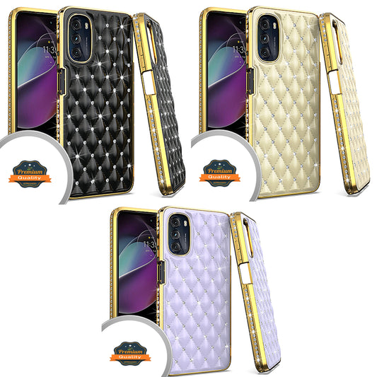 For Apple iPhone 14 Plus /Pro Max Diamonds Fashion Bling Rhinestone Glitter Luxury Plating Hybrid TPU Sturdy Hard PC TPU Back  Phone Case Cover