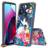 For Motorola Moto G Stylus 5G 2022 Floral Patterns Design Transparent Silicone Shock Absorption Bumper Hard PC Back  Phone Case Cover