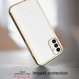 For Samsung Galaxy A13 5G Electroplated Gold Frame Glitter Bling Transparent Hybrid Hard PC + TPU Rubber Shockproof  Phone Case Cover