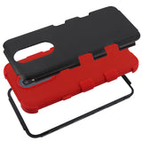 For LG K40 /Harmony 3 Hybrid Three Layer Hard PC Shockproof Heavy Duty TPU Rubber Anti-Drop Black Red Phone Case Cover
