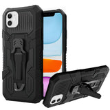 For Apple iPhone 13 Mini (5.4") Rugged Heavy Duty Dual Layers Hybrid Shockproof Protective with Metal Clip Holder & Kickstand  Phone Case Cover