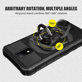 For Apple iPhone 14 Plus (6.7") Full-Body 2in1 Magnetic Car Mount Metal Ring Holder Kickstand Heavy Duty Hybrid Armor  Phone Case Cover