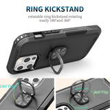 For Samsung Galaxy A13 5G Heavy Duty 3in1 Magnetic Ring Kickstand Stand Hybrid Shockproof Military-Grade Protection Black Phone Case Cover