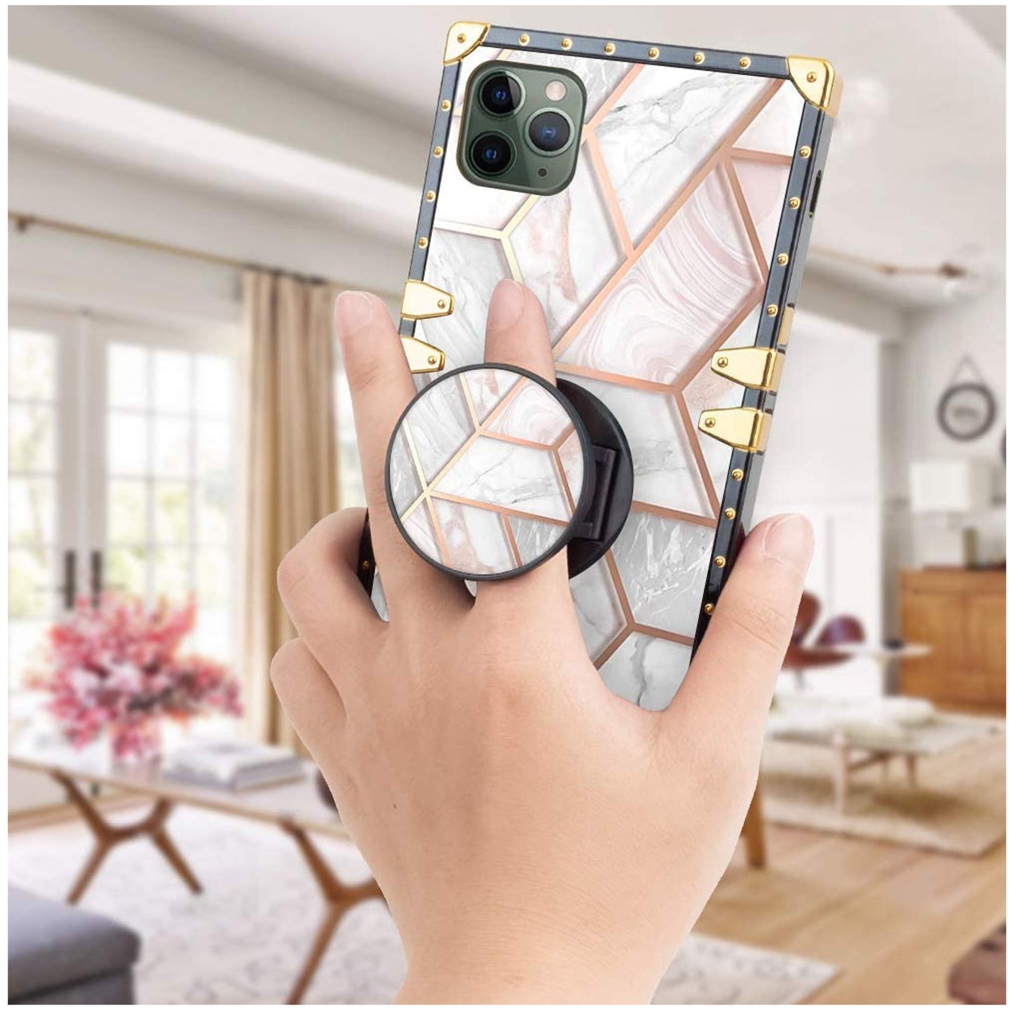 For Samsung Galaxy A32 5G Elegant Pattern Design Glitter Hybrid with Ring Stand Pop Up Finger Holder Kickstand  Phone Case Cover