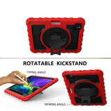 Case for Apple iPad Air 4 / iPad Air 5 / iPad Pro (11 inch) Hybrid 3in1 Armor Rugged with Built-in Kickstand 360° Rotatable Stand & Shoulder Hand Strap Corner Shockproof Red Tablet Cover