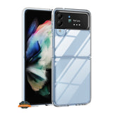 For Samsung Galaxy Z Flip 4 5G Premium TPU Rubber Transparent Plating PC with Color edge Frame Shockproof Protection Clear Phone Case Cover