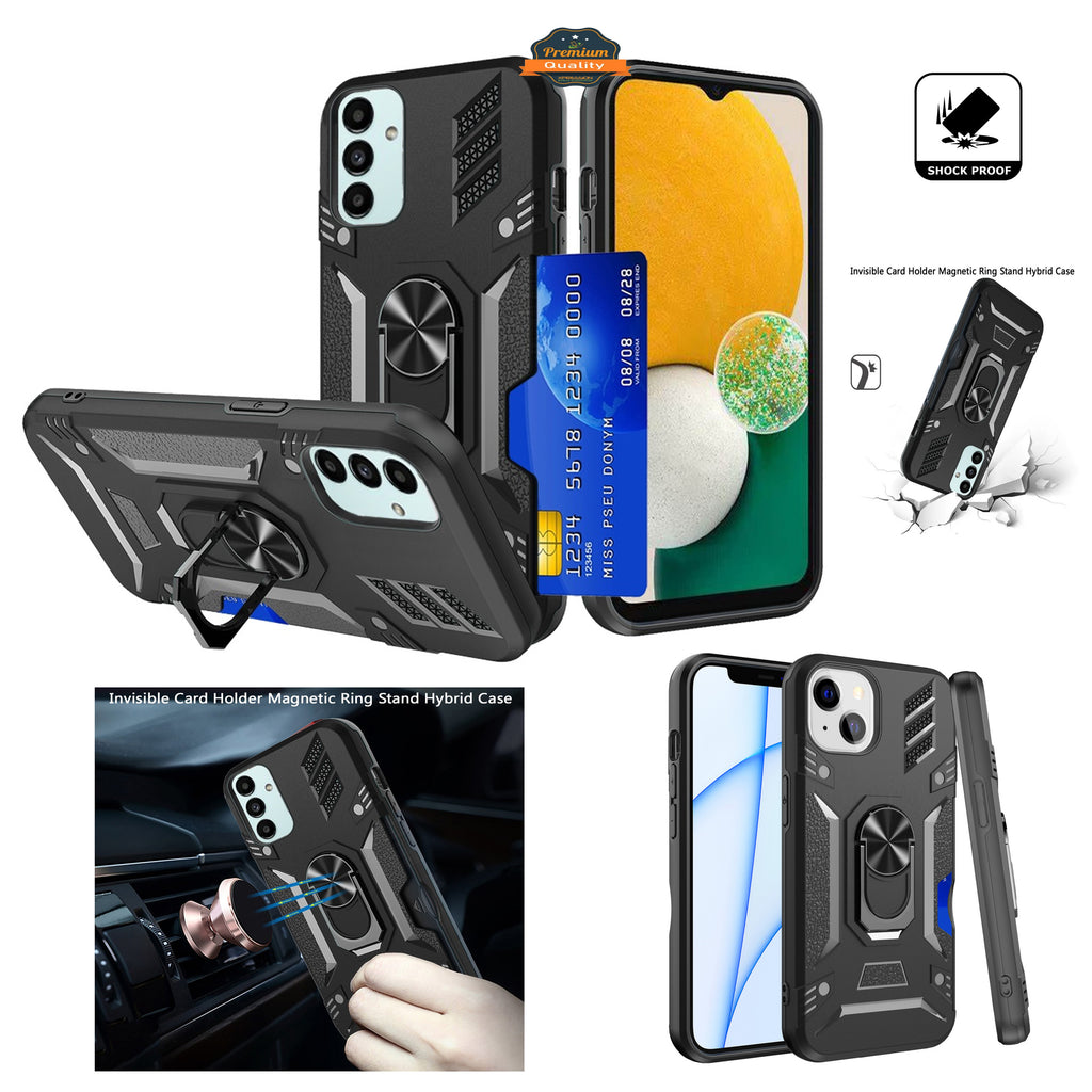 For Motorola Moto G 5G 2022 Wallet Case Hybrid Ring Stand with Invisible Credit Card Holder Heavy Duty Shockproof Rugged  Phone Case Cover