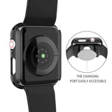 For Apple Watch Series 7 41mm Ultra Slim PC with Built in Clear Screen Protector Snap-on Full Coverage Shell Rubber TPU + Hard PC Frame for iWatch 41MM Series 7 Black Screen Protector