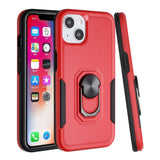 For Samsung Galaxy S21 Plus Hybrid Tough Strong Dual Layer Hard PC TPU with Flat Magnetic Ring Stand Heavy-Duty Armor Red Phone Case Cover