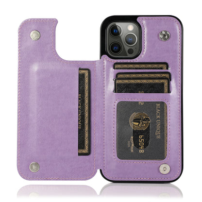 For Apple iPhone 14 (6.1") Luxury Side Wallet PU Leather [Two Magnetic Clasp] [Card Slots] Stand Back Storage Flip  Phone Case Cover