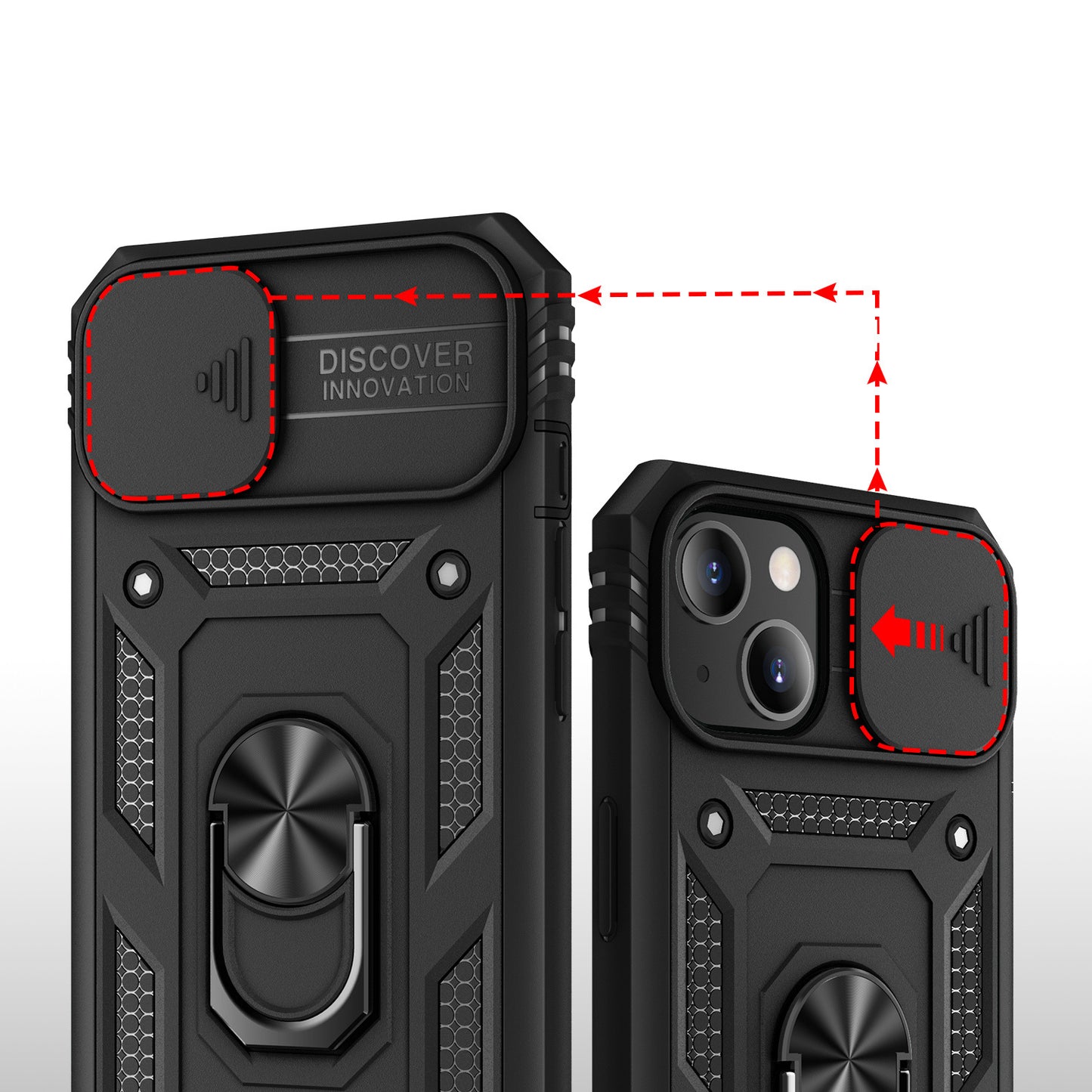 For Apple iPhone 13 Pro Max (6.7") Hybrid Built-in 360° Rotate Magnetic Ring Stand with Camera Protection Heavy Duty  Phone Case Cover